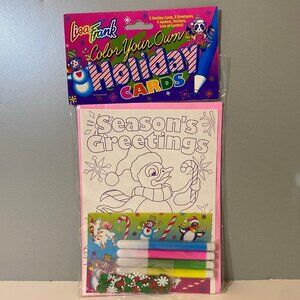 Vintage Lisa Frank Color Your Own Holiday Cards & Stickers Set